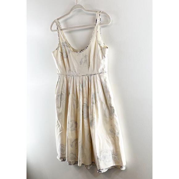 Anthropologie Moulinette Soeurs Floral Cotton Fit and Flare Mini Dress Cream 8 - Picture 6 of 8